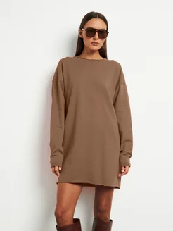 Трикотажное платье туника оверсайз короткое мини